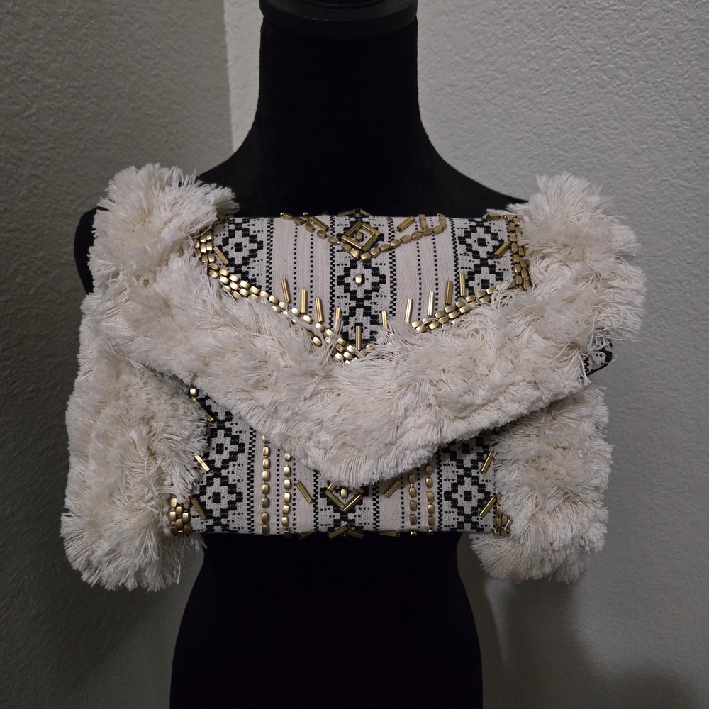 Elegant Cream and Black Women's Bag